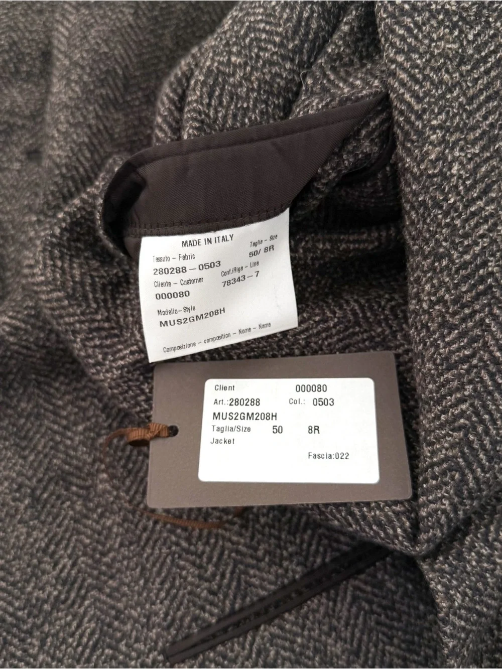 NWT NEW Caruso Tweed Brown Herringbone Wool Silk Blazer Classic Sport Coat 40R